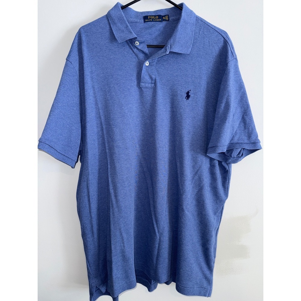Polo Ralph Lauren‎ Men's Blue Heathered Polo Shirt Big Tall XXL